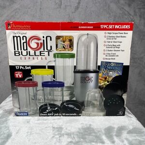 Magic Bullet Express Blender Mixer System Silver 17 Piece Set MB1001